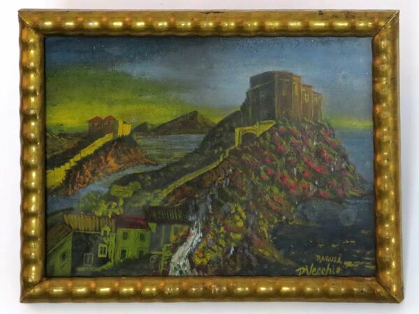STAROZITNY-OBRAZ-OBRAZEK-SICILIE-PONTE-VECCHIO-RAGUZA