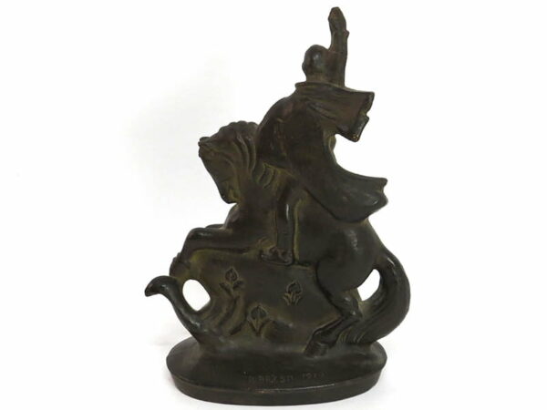 STAROZITNA-ART-DECO-SOCHA-RUDOLF-BREZA-SVATY-JIRI-KERAMIKA-1918