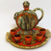 STAROZITNA-ART-DECO-KERAMICKA-KARAFA-A-5-STAMPRLI-POHARKU