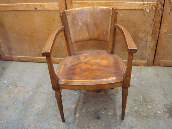 STAROZITNE-ART-DECO-DESIGN-KRESLO-DUB-MASIV-KUZE