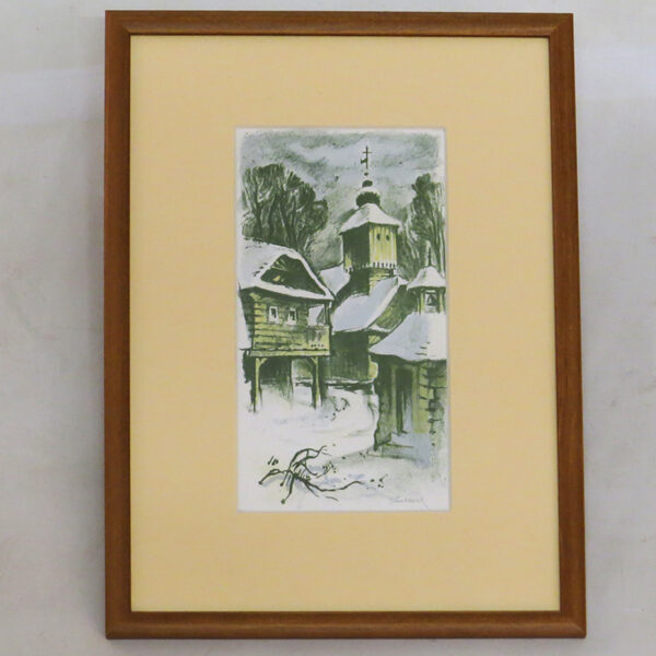litografie malir bohuslav knobloch zima v roznove