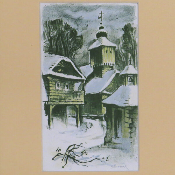 litografie malir bohuslav knobloch zima v roznove