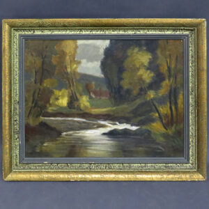starozitny obraz malir ota holas krajina reka ostravice