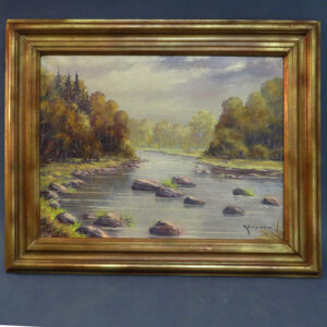 starozitny obraz malir karel zapeca krajina reka becva