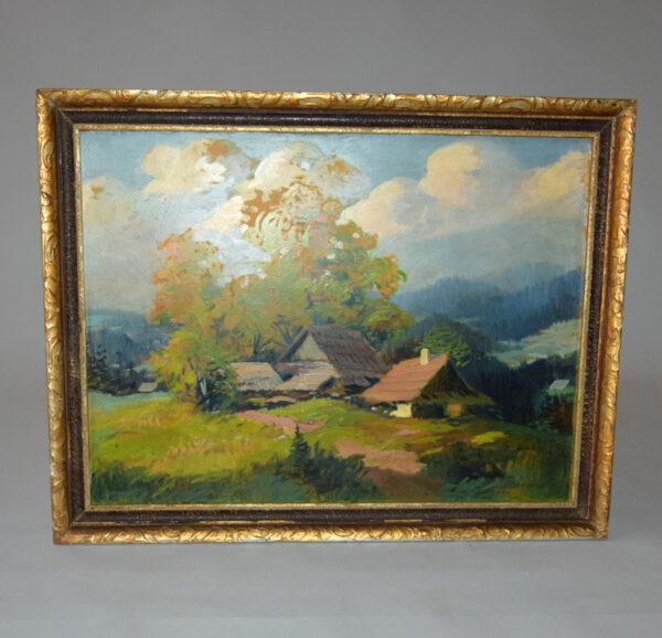 stary-malovany-obraz-krajina-chalupy-signovano-drapal-1.jpg