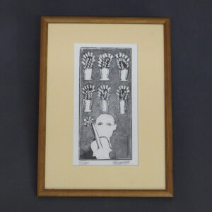 drevoryt malir vladimir komarek figura s houslemi