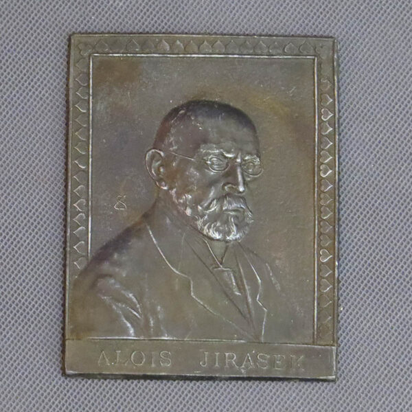 starozitna kovova plaketa spisovatel alois jirasek
