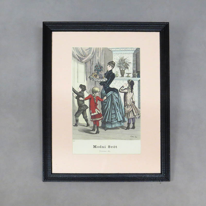 Kolorovaná litografie – Dámská moda – 1883 Prosinec