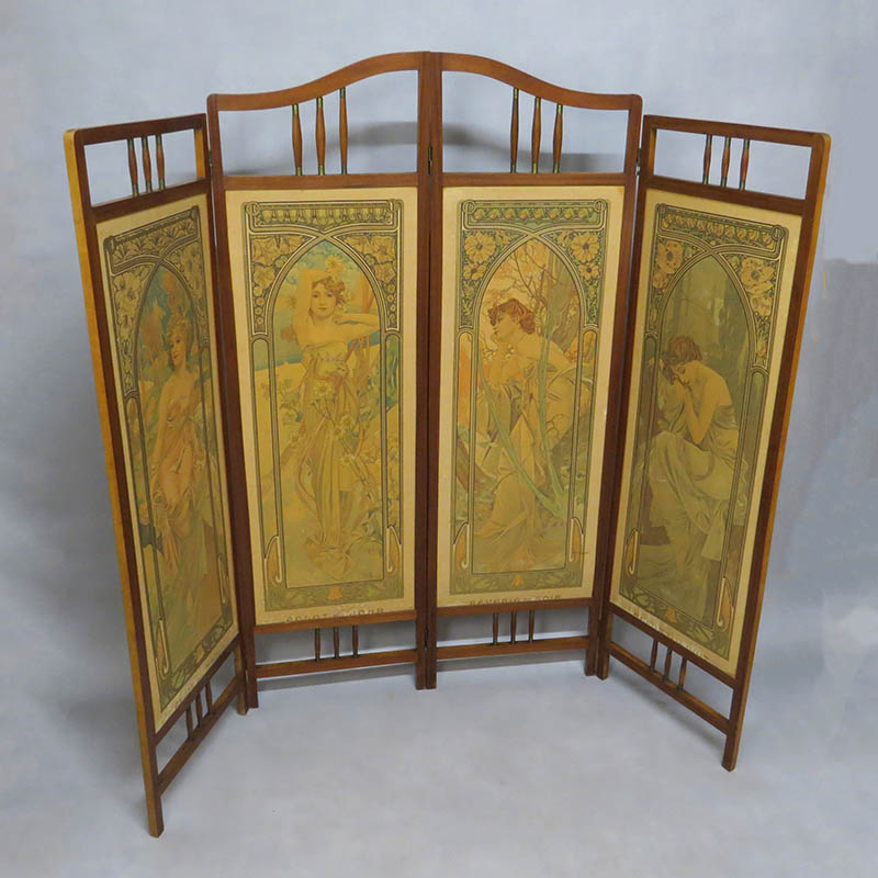 Secesní paraván – litografie Alphonse Alfons Mucha – 1899