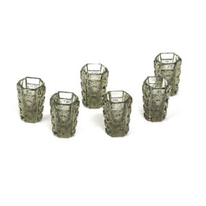 retro stamprle bohemia glass 6 ks lisovane kourove sklo
